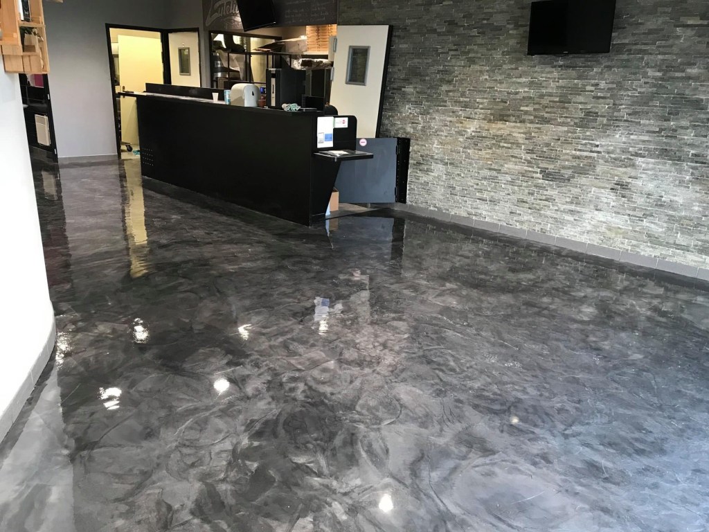 Résine Époxy sol décoratif pour restaurant magasin et commerce